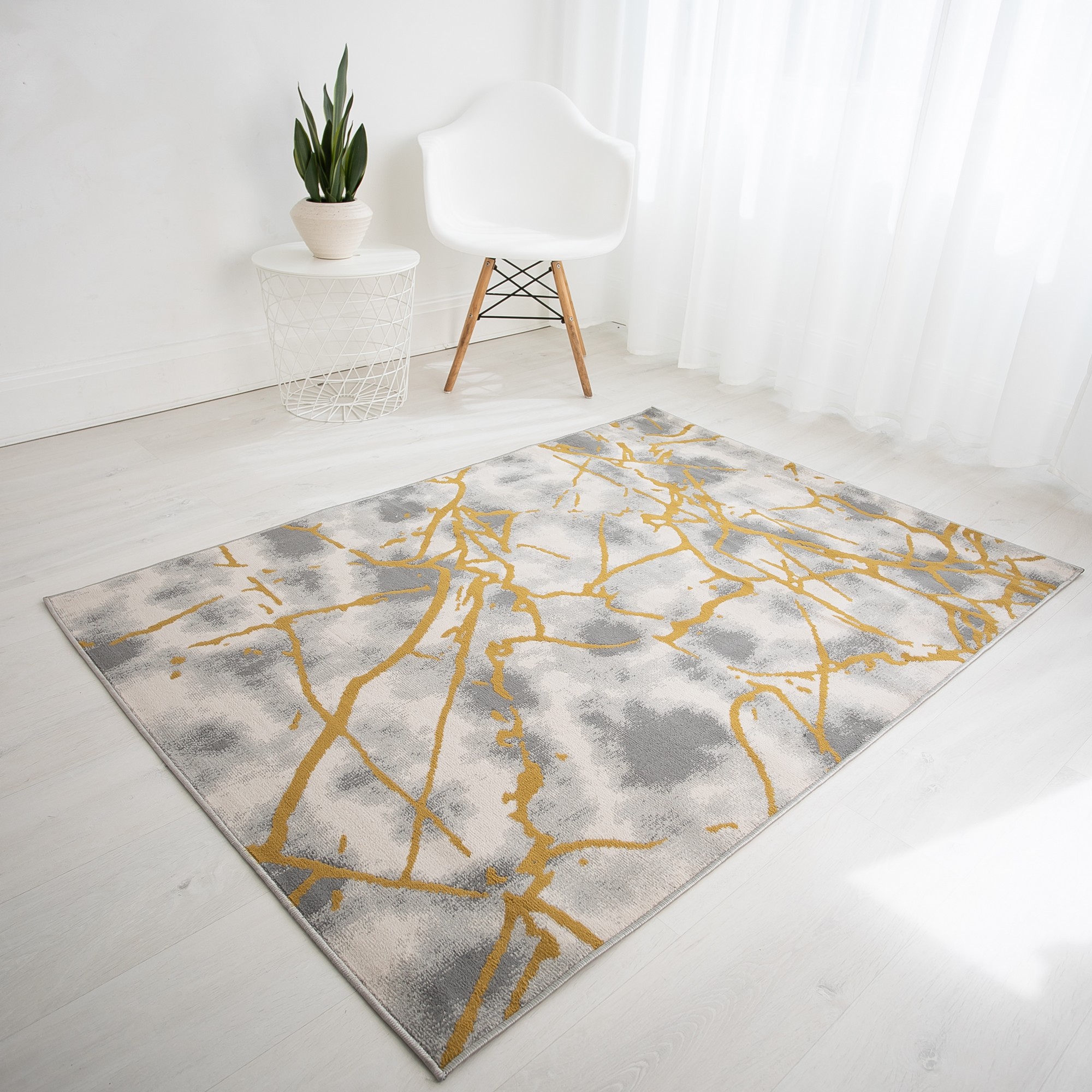 Balletto 19na Modern Abstract Rugs In Beige Ochre Yellow